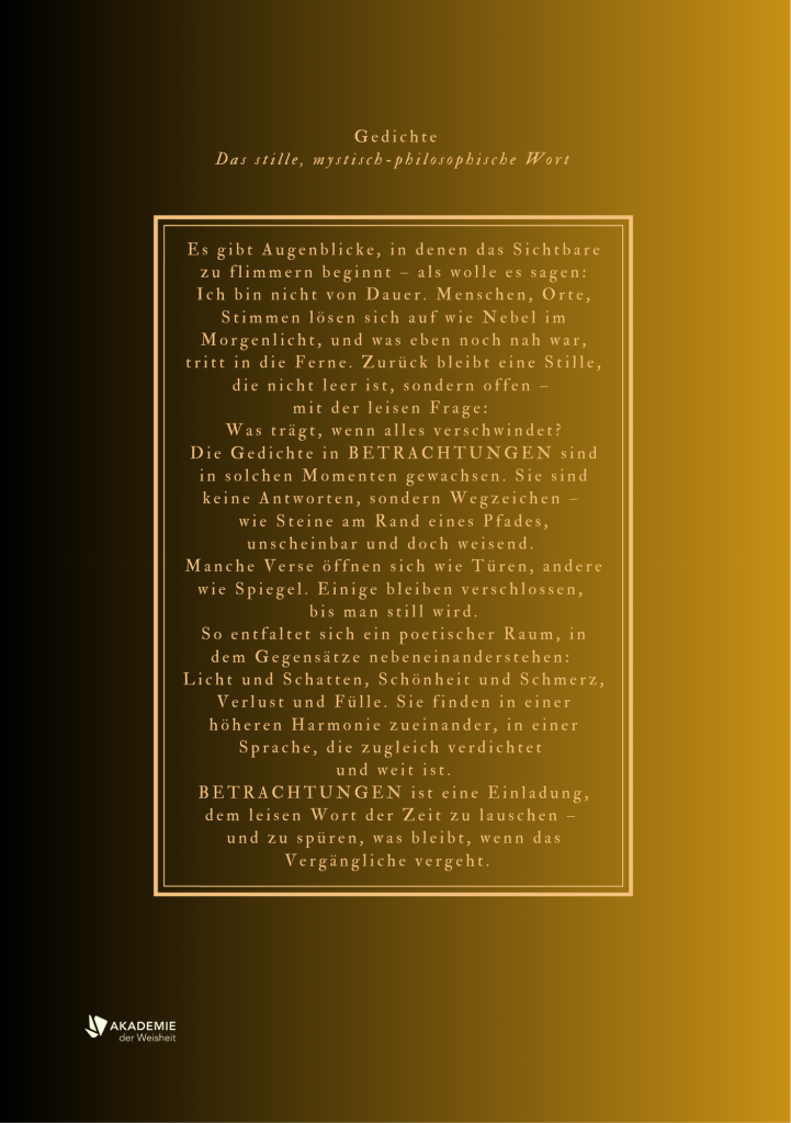 BETRACHTUNGEN - DAs stille Wort der Zeit - Cover neu 140 x 210 _ hinten
